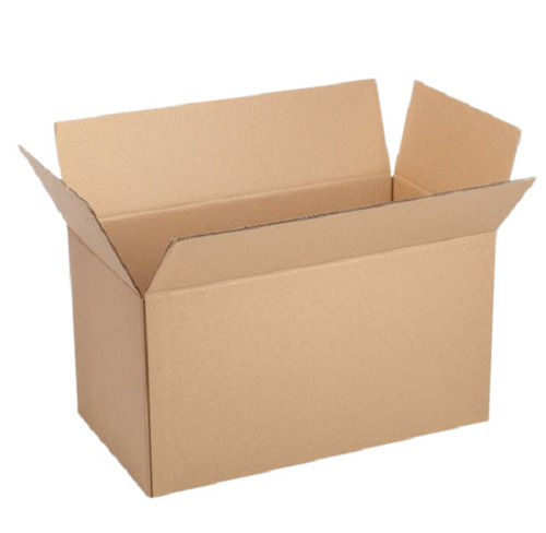 Brown 6X4X8 Inch Rectangular Glossy Plain 3 Ply Corrugated Box 