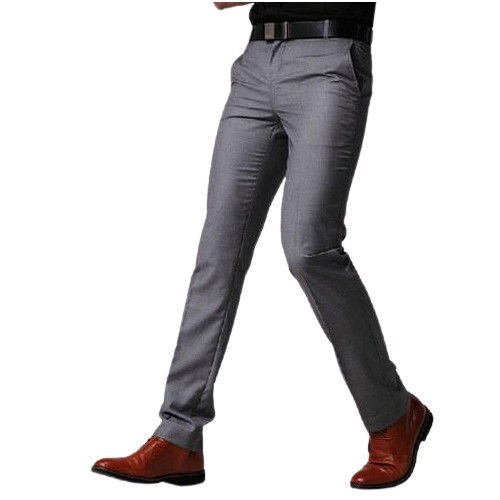 Washable Casual Wear Comfortable Plain Slim Fit Men'S Grey Trousers