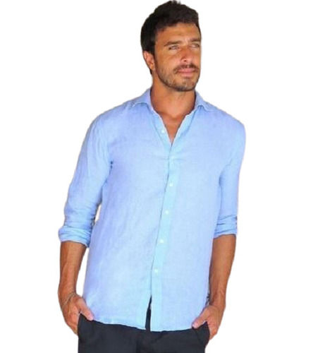 Straight Collar Button Closure Full Sleeves Cotton Shirts For Mens Age Group: Adults