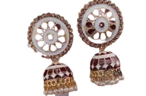 Womens Round Beads Traditional Wear Designer Drop Earrings