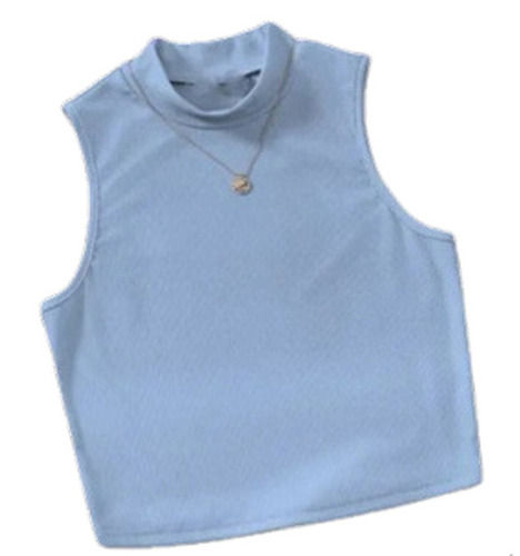 10 Inches Long Comfortable Round Neck Sleeveless Plain Daily Wear Lycra Top