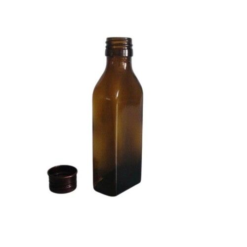 Flat Amber Glass Bottles