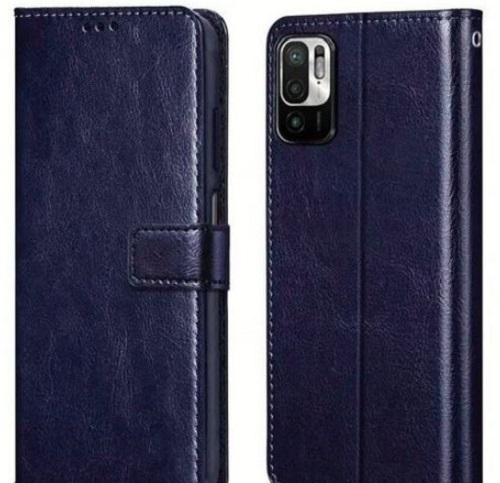 Plain Rectangular Dust And Scratch Protection Mobile Leather Flip Cover - Leather , Navy Blue , Smooth Texture, Soft Inner Lining, Easy Access Slots