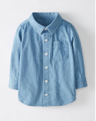 Skin Friendly And Washable Blue Full Sleeves Women Denim Shirts