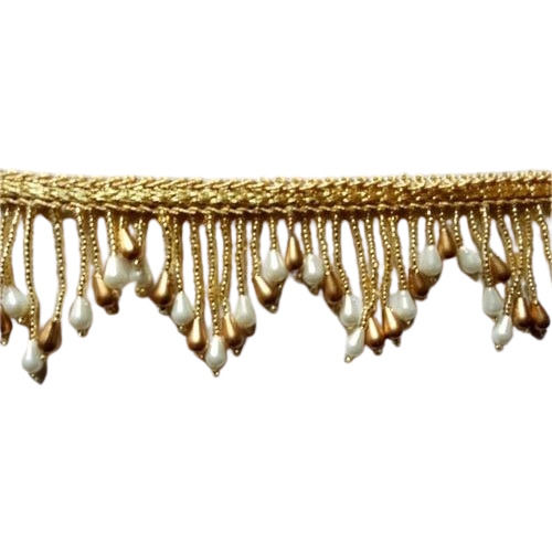 Golden Color Beaded Fancy Lace Decoration Material: Stones