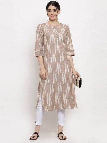 Women's Round Neck Printed Cotton Kurta