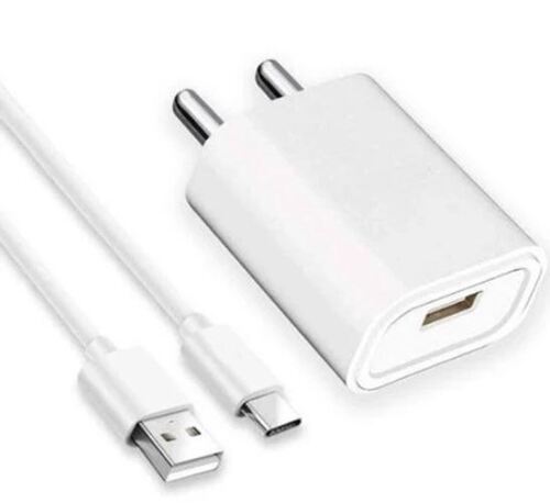 2 Ampere PVC Plastic Rectangular Single Port USB Mobile Charger - Compact White Design | Lightweight Durable for Mobile Phones & Tablets