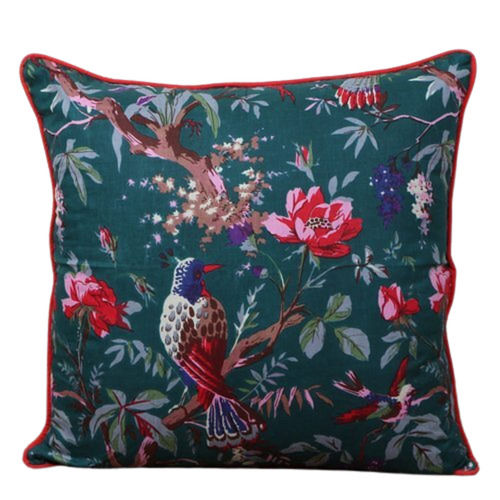 Multi Colour Fibre Cotton Blue Floral Printed Cushion Cover For Home And Hotel 