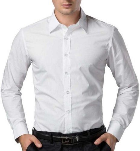 White Mens Full Sleeves Cotton Casual Shirts