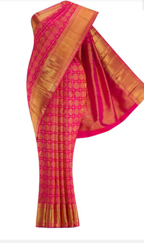 Printed Designer And Stylish Party Wear Red Kanchi Soft Silk Brocade Saree 