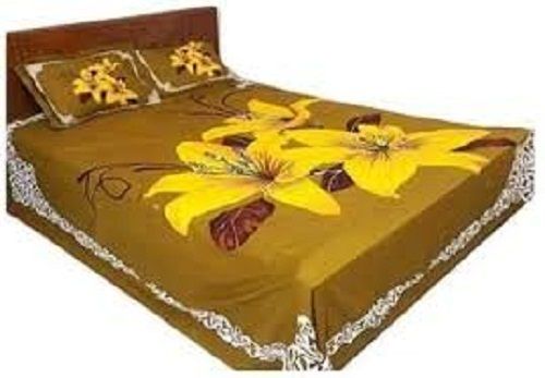 Yellow And Brown Lightweight Comfortable Printed 100% Cotton Bed Sheet