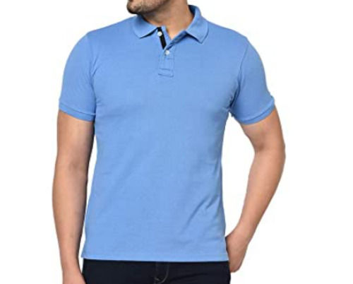 Mens Regular Fit Casual Wear Polo Collar Plain Polyester Half Sleeves T Shirt