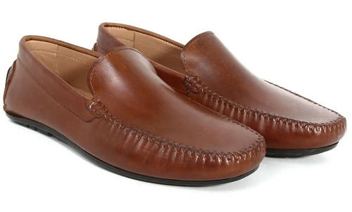 Brown Men Washable And Comfortable Slip On Flat Heel Casual Leather Shoes 