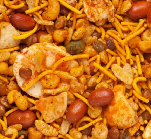 स्वादिष्ट और कुरकुरे बनावट वाले स्नैक्स मसालेदार मिश्रण नमकीन कार्बोहाइड्रेट: 76 ग्राम (G)