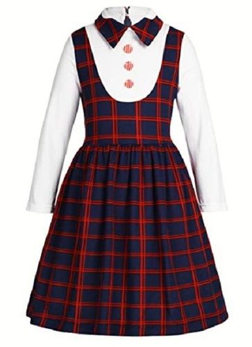 Full Sleeves Classic Collar Cotton Shirt With Knee Length Skirt School Uniform For Girls Application: Hospital