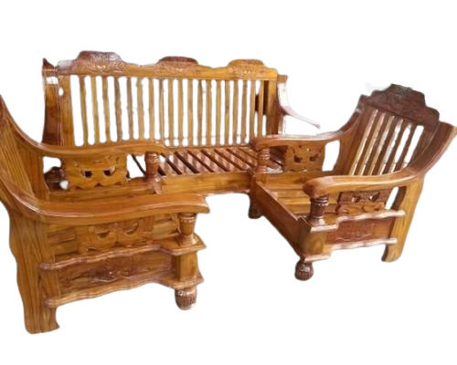 3 Foot Long Polish Finished Handmade 5 Seater Solid Wooden Sofa Set  Carpenter Assembly