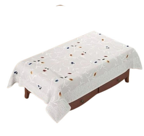 Rectangular Shaped Flower Printed Cotton Knitted Table Cover, 4x2 Feet 