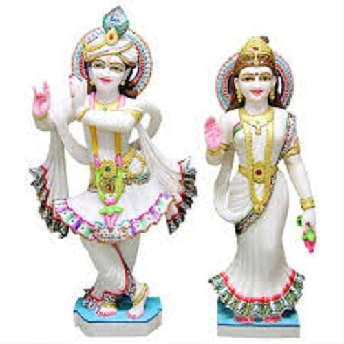 Sculpture Gold Plated White Marble Jugal Radha Krishan Moorti