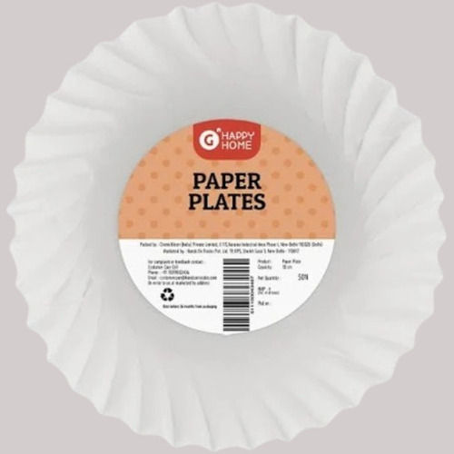 7 Inches Eco Friendly Round Disposable Paper Plates, Pack Of 50 Pieces 