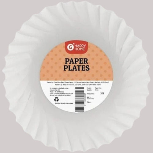 7 Inches Eco Friendly Round Disposable Paper Plates, Pack Of 50 Pieces  Size: Different Available