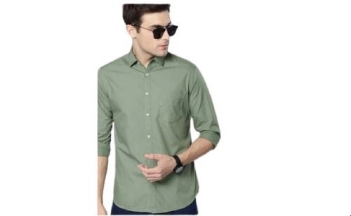 Dark Green Full Sleeves Washable And Comfortable Plain Shirt For Men's