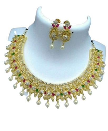 Multi Colors Women Skin Friendly Beautiful Fancy Imitation Jewelry Neckless And Earring Set