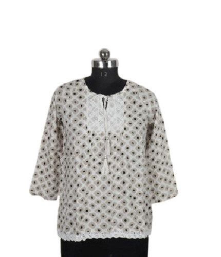 Breathable Skin-Friendly Comfortable Printed Cotton Top For Women - Cotton Customized Size White & Black Colors | Light Weight Washable Attractive Design Daily Wear for Summer