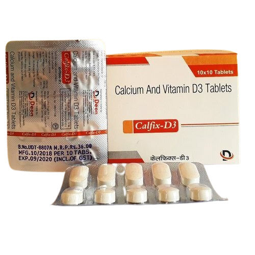 Calfix-D3 Calcium And Vitamin D3 Tablets, 10X10 Tablets Blister Pack Shelf Life: 7 Months