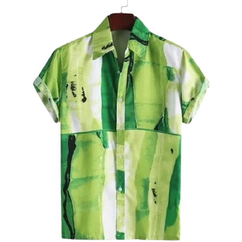 पुरुषों के लिए रेगुलर फिट और शॉर्ट स्लीव बटन क्लोजर कॉटन प्रिंटेड शर्ट