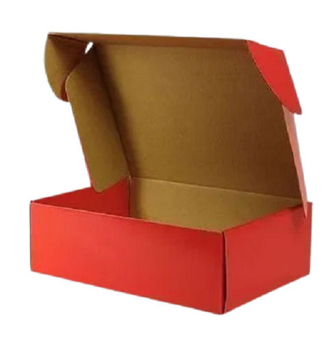 Red 257 X 222 X 74Mm Glossy Finished Plain Cardboard Rectangular Shoe Box