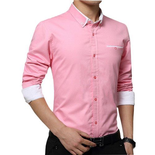 Classic Collar Trendy Casual Wear Comfortable Stylish Rich Cotton Light Pink Shirt Age Group: All Age Group