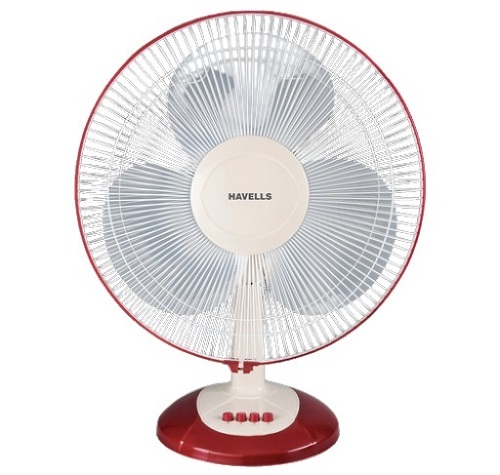 थ्री ब्लेड्स प्लास्टिक एंड आयरन बॉडी व्हाइट टेबल फैन