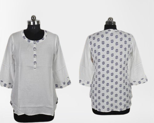 White Extra Large Tops / Kurtis, Designer, Occasion: Casual Wear