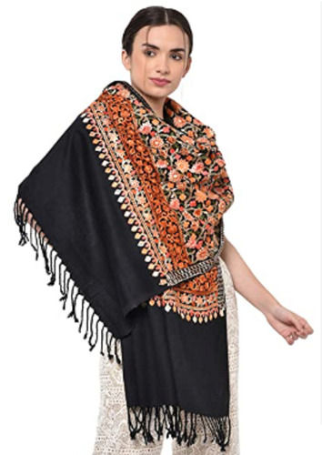 Cream Polyester Viscose Fabric Printed Cashmilon Shawl For Ladies