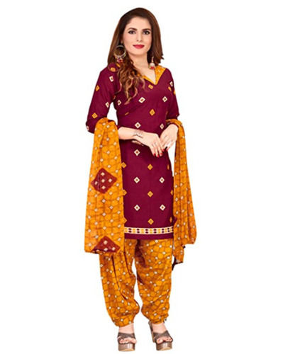 Casual Wear Comfortable And Washable Stitched Printed Cotton Ladies Salwar Suit