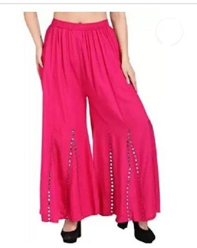 Pink Women Comfortable Casual Wear Full Length Washable Cotton Material Palazzo