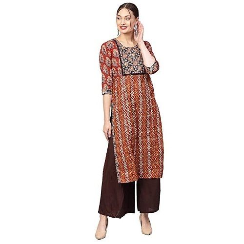 Maroon Printed Cotton Kurti For Ladies Decoration Material: Paint