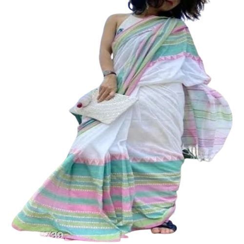 5.5 Meter Length Skin Friendly Soft Khadi Designer Cotton Saree