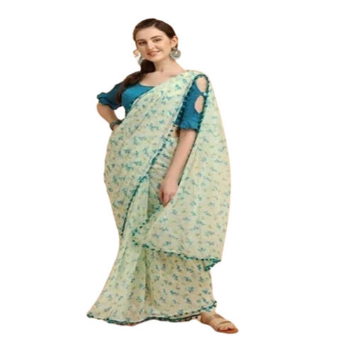 Winter Washable And Comfortable Designer Floral Printed Party Wear Synthetic Saree