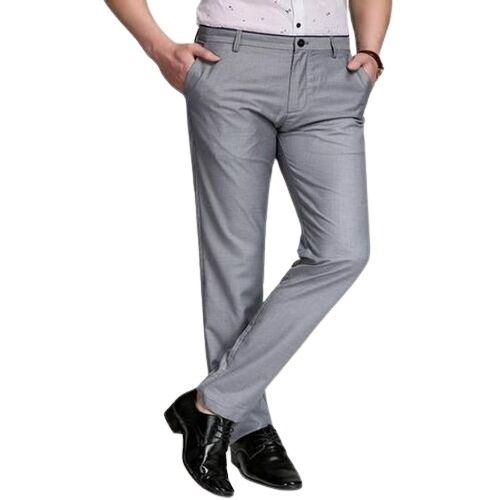 Plain Grey Cotton Pant For Formal Wear