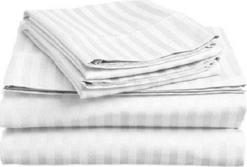 Pure Cotton Striped Rectangle Double Bed Sheets With Pillow Cover