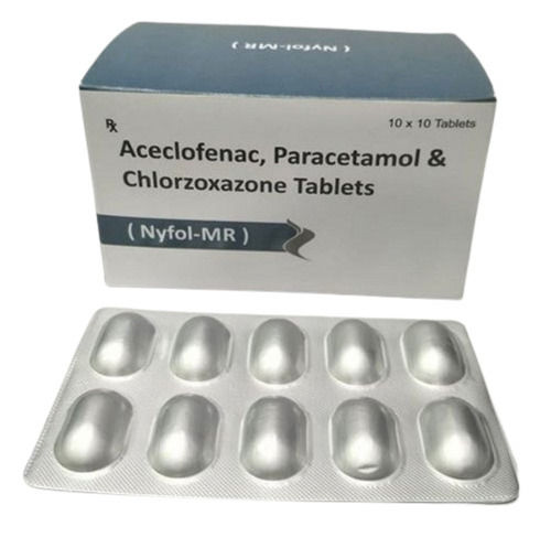 Aceclofenac Paracetamol And Chlorzoxazone Tablets, Pack Of 10x10 Tablets Blister Pack