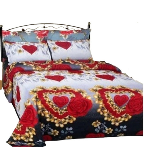 89 इंच लंबी सांस लेने योग्य और धोने योग्य पॉलीकॉटन फ्लोरल प्रिंटेड बेड शीट