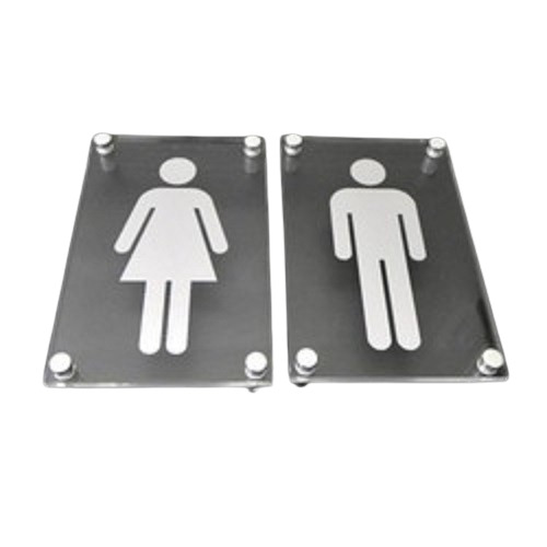Wall Mounted Light Weighted Rectangular Printed Glass Body Toilet Sign Board