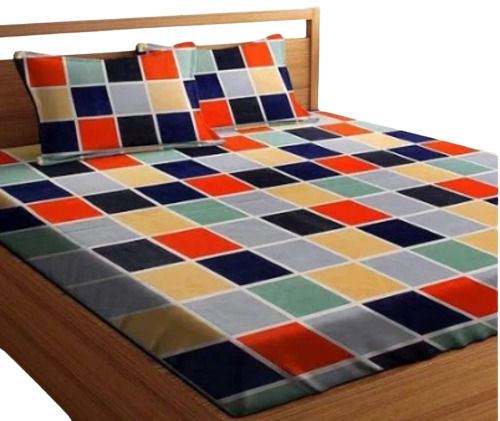 Multicolor Washable And Breathable Check Printed Cotton Double Bedsheet 