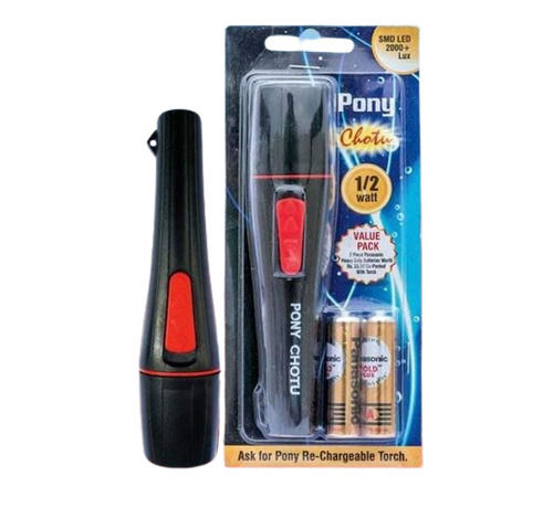 Plastic Body Led Hand Torch With 2 Piece Battery Battery Capacity: 30 A   50Ah Ampere-Hour  (Ah)