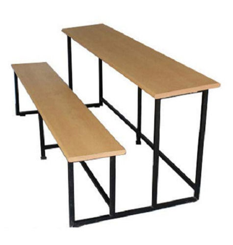 2 Foot Long Rectangular Metal And Wooden Paint Coated Two Seater School Bench