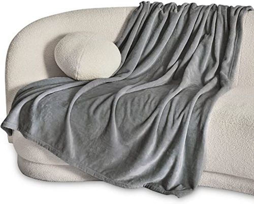 Extremely Soft And Warm Durable Plain Grey Woolen Sofa Blanket  Length: 60 Inch (In)