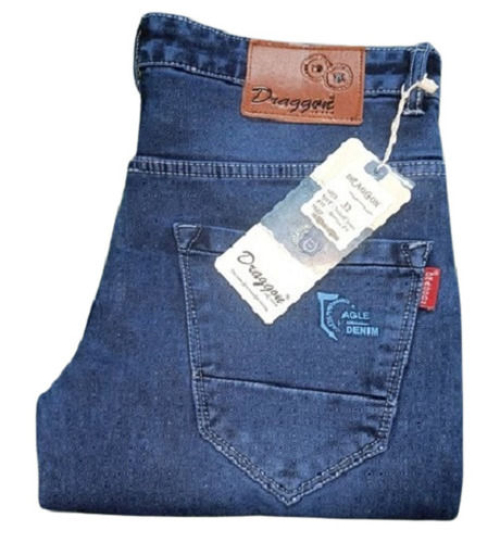 Washable And Comfortable Blue Slim Fit Mens Knitted Denim Jeans