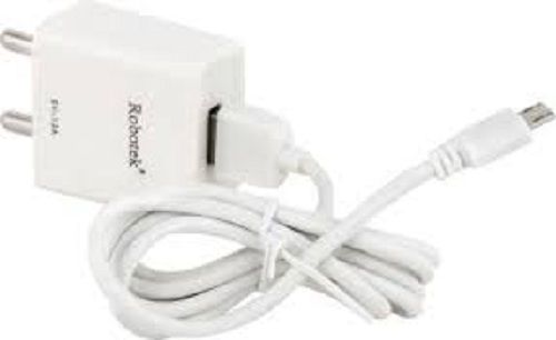 Black 1 Meter White Robotek 1.2 Amp Single Port Mobile Charger